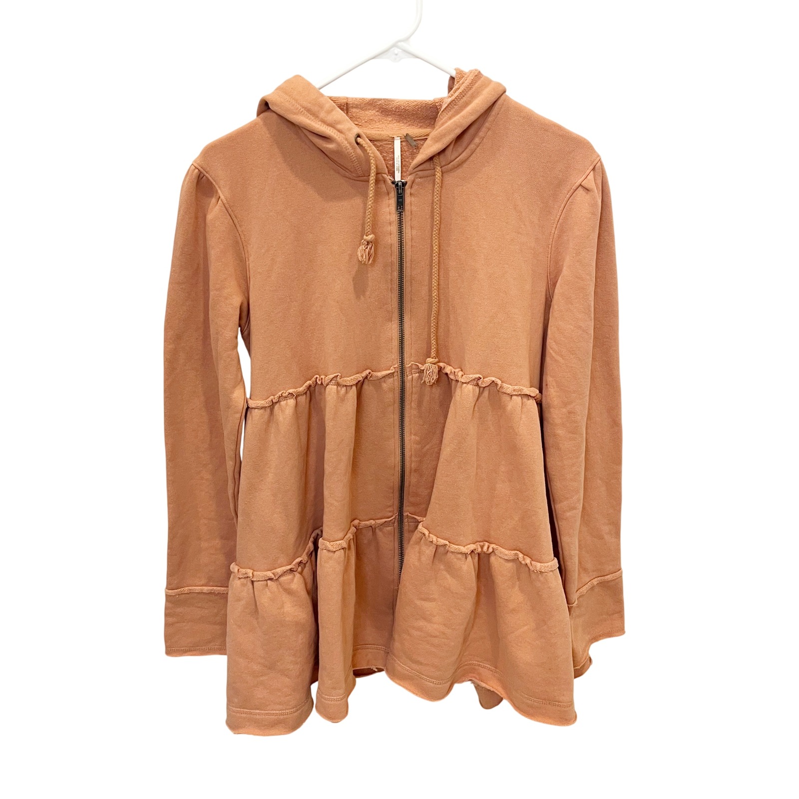 Women's Peach Tiered Zip-Up Hoodie